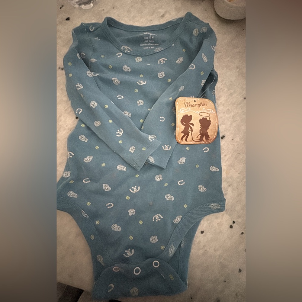 Wrangler Teal Kids Bodysuit with Paisley Print